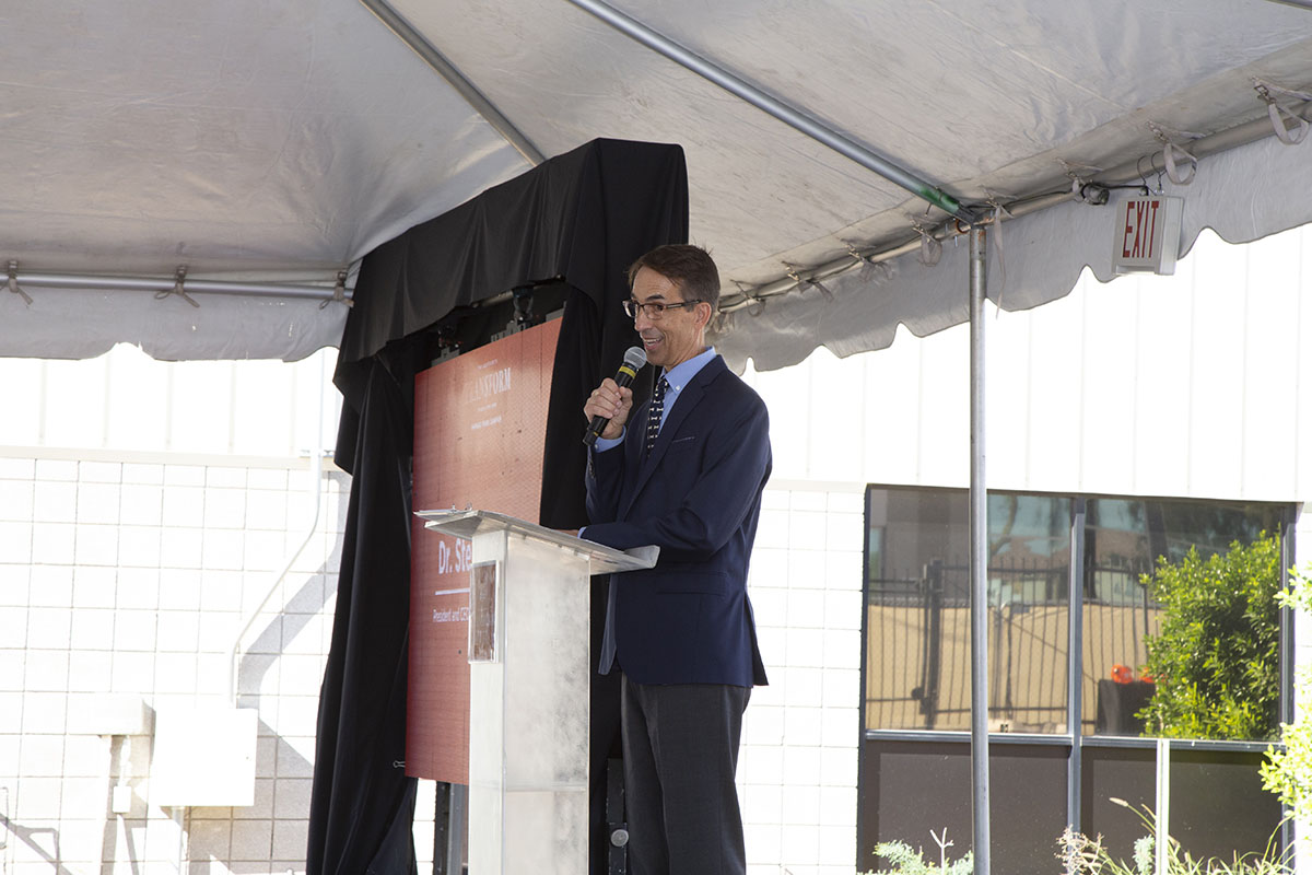 Dr. Hansen speaking at groundbreak event