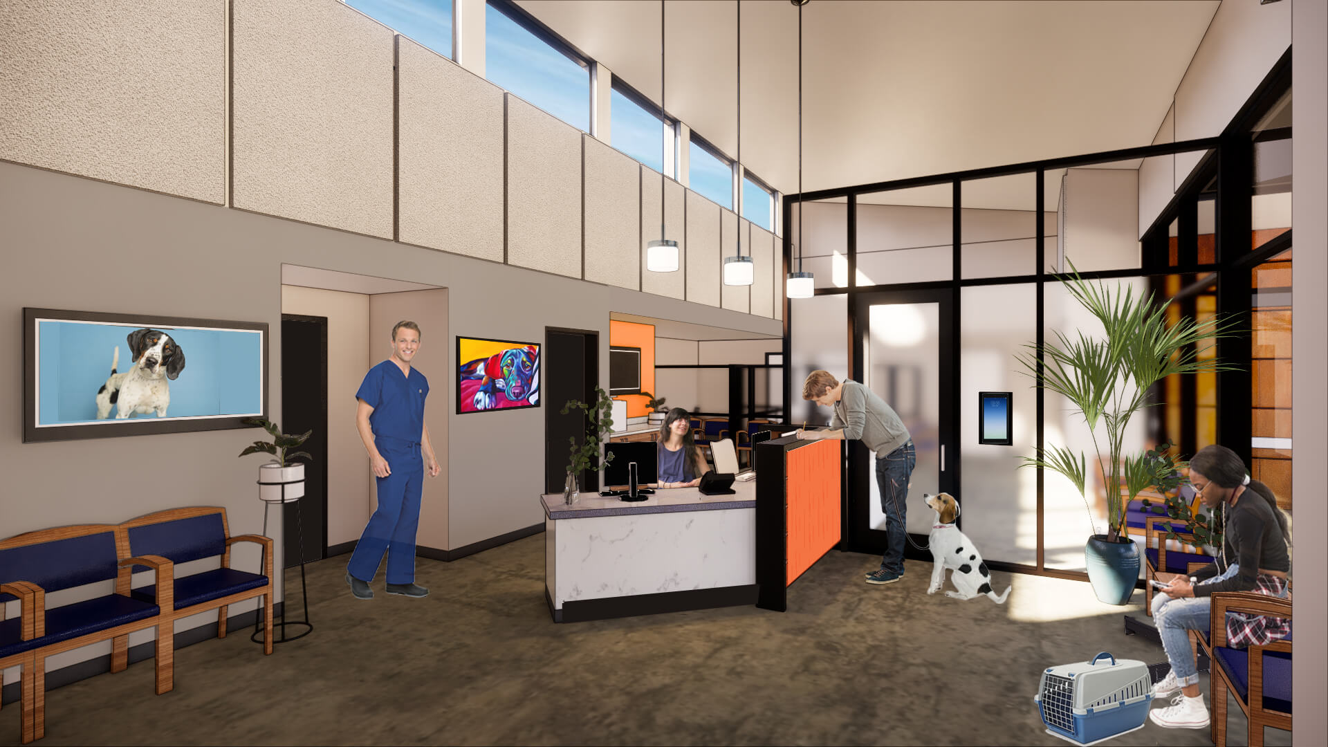 render of new papago park campus intake lobby