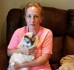 Kimberly poses with cat